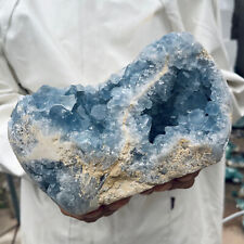 6.2lb Large Natural Blue Celestite Crystal Geode Quartz Cluster Mineral Specime picture