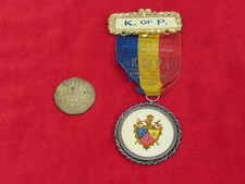 Antique/ Vintage Knights Of Pythias Ribbon and 1914 Souvenir Anniversary Token. picture
