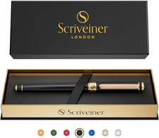 Scriveiner Black Lacquer Rollerball Pen - Stunning Luxury Pen, Real Gold Plating picture