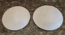 Lot of 2 Vintage Ceiling Soft Frosted White Embossed Floral Ceiling Glass Shade picture