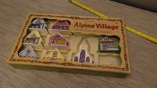 Vtg Alpine Village Plastic Christmas Cottages Church NO LIGHTS missing pieces picture