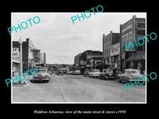 OLD LARGE HISTORIC PHOTO OF WALDRON ARKANSAS THE MAIN STREET & STORES c1950 picture