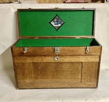 Vintage H Gerstner Son Oak Wooden Machinist Tool Chest 11 Drawer Box No Reserve picture