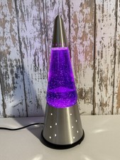 Vintage Lava Lite Motion Glitter Lamp Starlight Base Purple  Wizard Stars 15.8