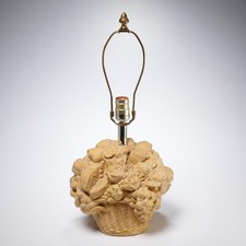 Vtg Brown Ceramic Fruit Basket Accent Table Lamp Vintage Verandah Tested Works picture