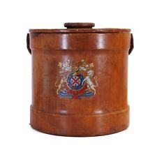 Massive Antique Leather Ice Bucket with Royal Coat of Arms picture