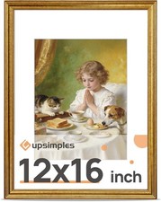 Vintage 12X16 Frame, Antique Gold Frame Displays 8.5 by 11 with Mat or 12 X 16 w picture