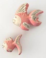 Vintage MCM ChalkWare Pink fish Wall Decor picture