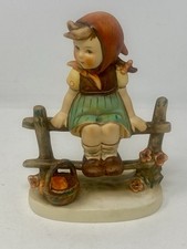 Goebel Hummel Just Resting # 112 TMK4 Figurine Germany Girl On Fence Signed 5” picture
