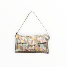 Vintage Fendi Multicolor Python Skin Embroidery XXL Baguette picture