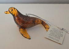 Dynasty Gallery 26823 Glassdelights Blown Glass Sea Lion Ornament ~ Amber & Gold picture