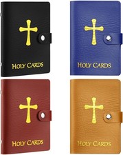 4 Pcs Holy Card Holder Carrying Each Case Hold to 40, Prayer Holder with Gold St picture