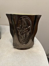 Red Wing Pottery USA B2000 Bronze Vase Lime Green Interior picture