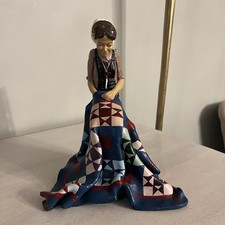 Vintage Amish Quilting Lady Figure by Jim Shore Signed 8