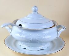 WALBRZYCH Glory, White Soup Tureen & Lid w/ Ladle & Underplate Glory, Gold Trim picture