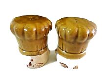 Vintage CHEF HAT SALT & PEPPER SHAKERS-Pottery-High Gloss Hats-Folk Art Style picture