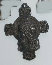 Vintage CREED STERLING Medal: Jesus Profile w/ Cross & Our Lady of Mt. Carmel picture