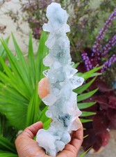 APOPHYLLITE CRYSTAL w/ CHALCEDONY CORAL STALACTITE  MINERAL SPECIMENS ( REPAIR ) picture