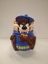 Vintage 1997 Taz Tasmanian Devil Ceramic Cookie Jar Glossy WB Never Used picture