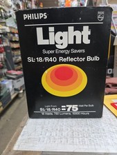 VINTAGE LIGHT BULB & PACKAGING~PHILIPS SUPER ENERGY SAVERS SL*18/R=75 WATT~1983~ picture