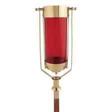 Simple Brass Swinging Processional Wood Torch With Red Glass for Churches 56 In picture