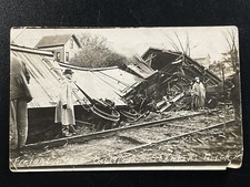 1913 Freight Wreck Disaster Train Stanton Michigan RPPC Postcard picture