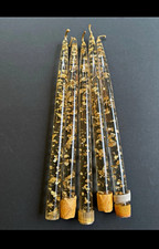 Vintage Clear & Gold Flake Lucite Tapered 12 inch Candles picture