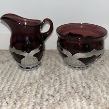Farber Brothers Amethyst Krome Kraft  Creamer And Sugar Set picture