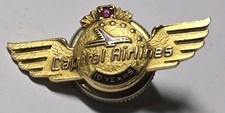 Vtg 1950s Capital Airlines 10 Years 10K Gold Enamel Ruby Wings Badge Screw Back picture