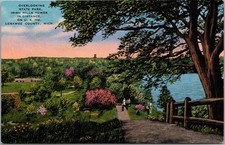 c1940s HAYES STATE PARK, Michigan Postcard Panorama View w/ Irish Hills Tower picture