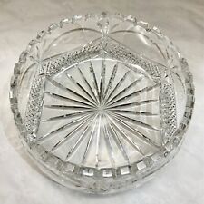 Crystal Glass Bowl Sawtooth Edge Heavy Etched Leaf Grape 9.5” picture