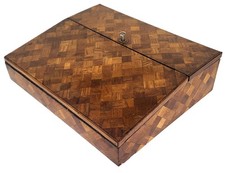 Antique ENGLISH 19th C Parquetry Inlaid & Ebonized CHINOISERIE Leather LAP DESK picture