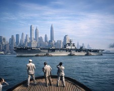 USS Enterprise CV-6 Brooklyn Navy Yard Final Voyage 1958 Colorized Photo picture