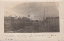 Railroad Crossing Avoca New York NY Train Station Depot RPPC 1900s Postcard picture