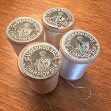 4 Spools White Gudebrod Bros Champion Silk Thread Pearl Necklace Thread picture