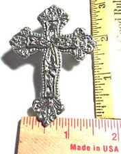 Cross pin vintage large collectible religious Christian Catholic pinback brooch picture