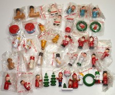 VTG Christmas Lot of 37  Miniature WOODEN Ornaments * Taiwan * Original Packages picture