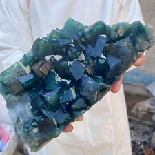 10.5lb Large NATURAL Green Cube FLUORITE Quartz Crystal Cluster Mineral Specimen picture
