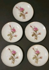 Vtg Porcelain Pink Moss Rose Set Of 5 Butter Pats picture