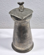 Antique 18thC French Pewter Wine Measure Flagon Pitcher Tax Stamp Engraved picture