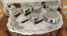 Revere Ware 1801 Stainless Steel Tri-Ply Pots 9 Pc Set 1qt,1.5qt,3qt, 4.5qt,9in picture