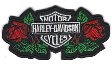 Harley Davidson Crest with Roses Iron On Patch 4