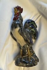 Vintage Italian Majolica Hand-Painted Ceramic Rooster 12in Mid Century NICE picture