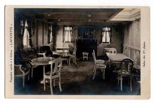 SS Lafayette French Line Ocean Liner 2nd Class Salon Interior RPPC Postcard picture