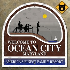 Welcome to Ocean City Maryland city limit boundary road street sign marker 12x12 picture