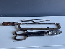 Vintage Forged Steel Tool Lot Compton 9 Shears Hacksaw & Metal Tongs 3pc picture