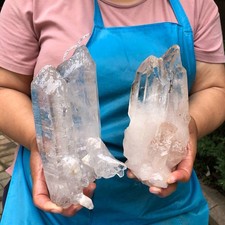 2Pcs 4.75LB Natural White Quartz Crystal Cluster Rough Specimen Healing Stone picture