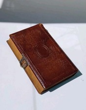 Antique 1860s Victorian Leather Photo Album Large Gilt Brass Clasp Heavy 15