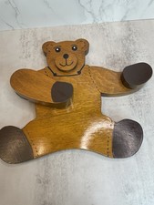 Vtg Wooden Bear Letter And Pen Holder For Wall 10” tall 11” length picture