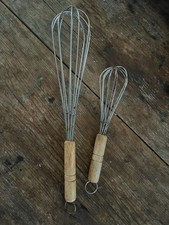 Vintage Wire Whisks with Wooden Handles, Set of 2 picture